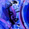 Art piece with purple blue background and image of Marilyn Monroe.